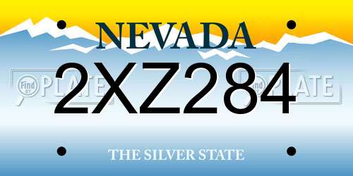 2XZ284 Nevada License Plate