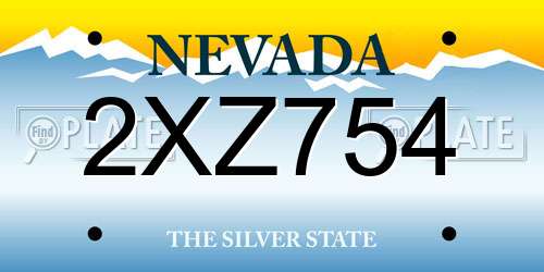 2XZ754 Nevada License Plate