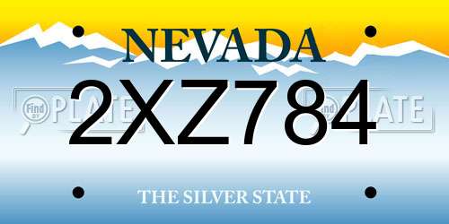 2XZ784 Nevada License Plate