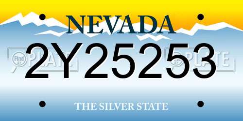 2Y25253 Nevada License Plate