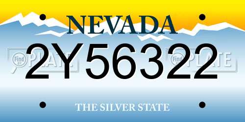 2Y56322 Nevada License Plate