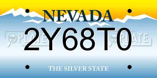 2Y68T0 Nevada License Plate