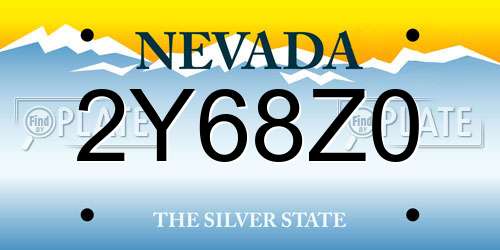 2Y68Z0 Nevada License Plate
