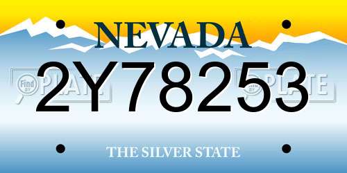 2Y78253 Nevada License Plate