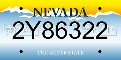 2Y86322 Nevada License Plate