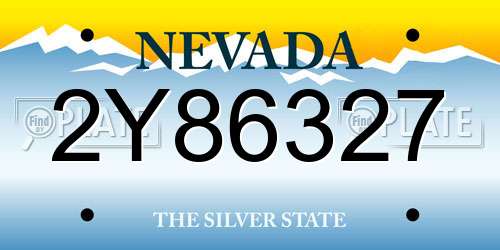 2Y86327 Nevada License Plate