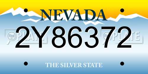 2Y86372 Nevada License Plate