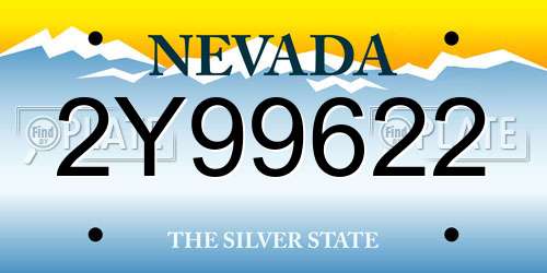 2Y99622 Nevada License Plate