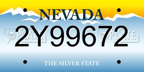 2Y99672 Nevada License Plate