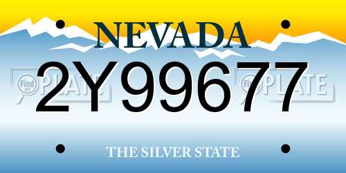 2Y99677 Nevada License Plate