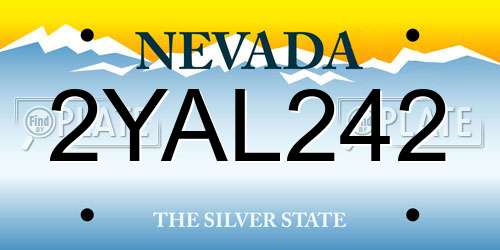 2YAL242 Nevada License Plate
