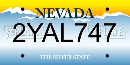 2YAL747 Nevada License Plate