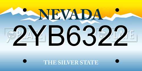 2YB6322 Nevada License Plate