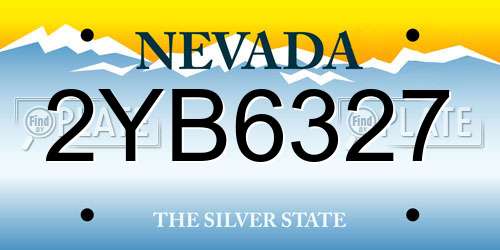 2YB6327 Nevada License Plate