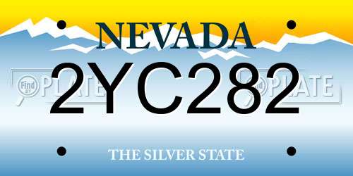2YC282 Nevada License Plate