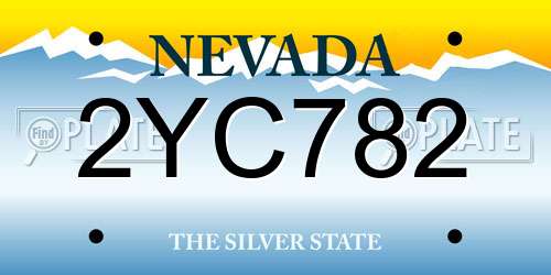 2YC782 Nevada License Plate
