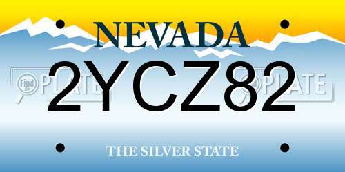 2YCZ82 Nevada License Plate