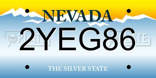 2YEG86 Nevada License Plate