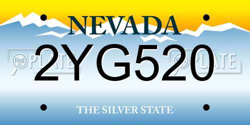 2YG520 Nevada License Plate