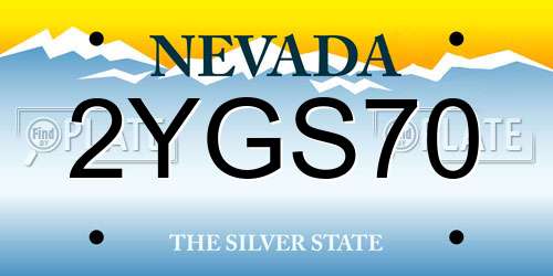 2YGS70 Nevada License Plate