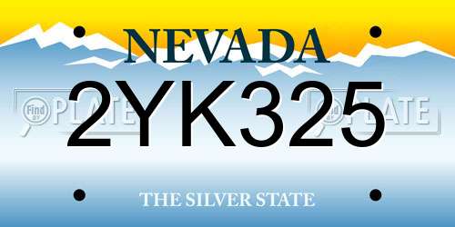 2YK325 Nevada License Plate