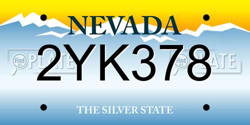 2YK378 Nevada License Plate