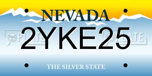 2YKE25 Nevada License Plate
