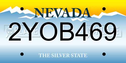2YOB469 Nevada License Plate