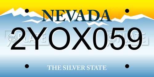 2YOX059 Nevada License Plate