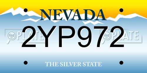 2YP972 Nevada License Plate