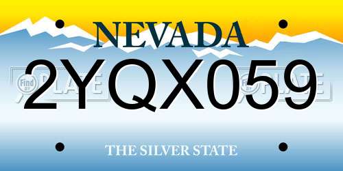 2YQX059 Nevada License Plate