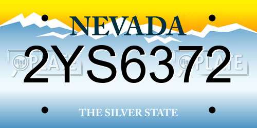 2YS6372 Nevada License Plate