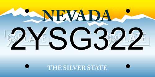 2YSG322 Nevada License Plate