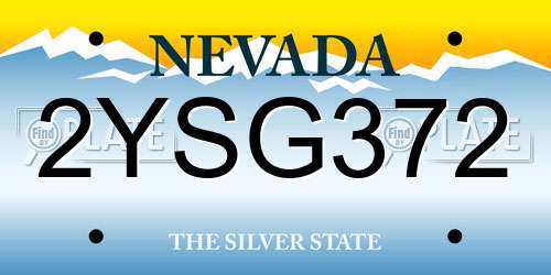 2YSG372 Nevada License Plate