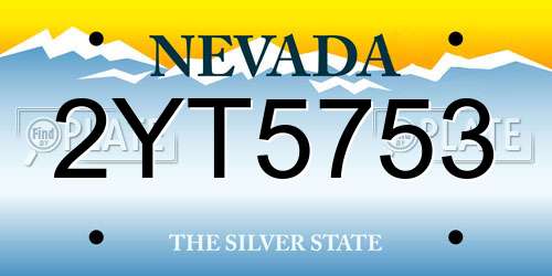 2YT5753 Nevada License Plate