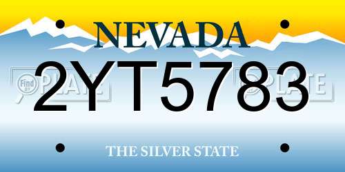2YT5783 Nevada License Plate