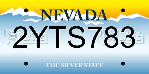 2YTS783 Nevada License Plate