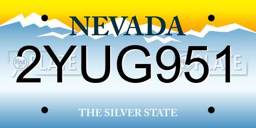 2YUG951 Nevada License Plate