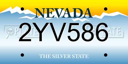 2YV586 Nevada License Plate