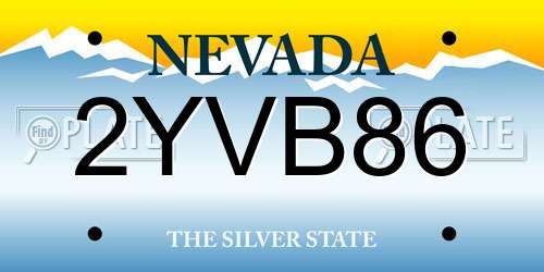 2YVB86 Nevada License Plate