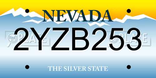2YZB253 Nevada License Plate