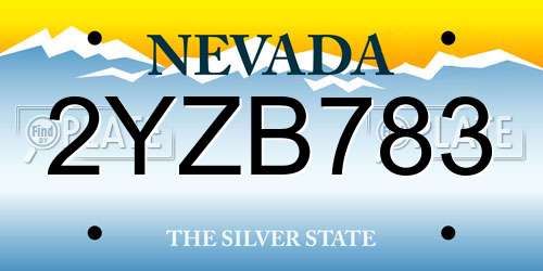 2YZB783 Nevada License Plate