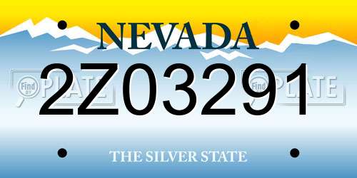 2Z03291 Nevada License Plate