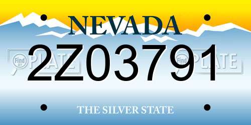 2Z03791 Nevada License Plate