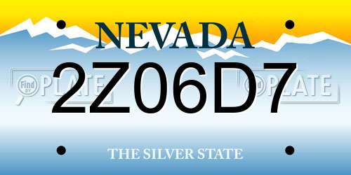 2Z06D7 Nevada License Plate