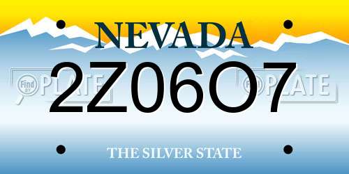 2Z06O7 Nevada License Plate