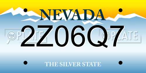 2Z06Q7 Nevada License Plate
