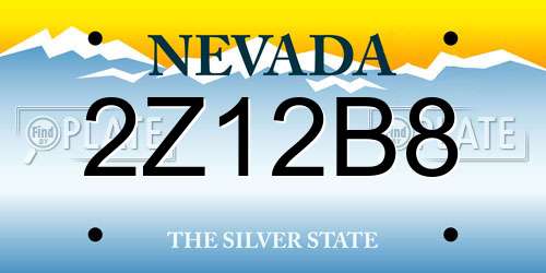 2Z12B8 Nevada License Plate