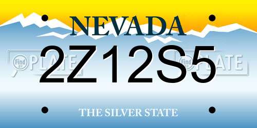 2Z12S5 Nevada License Plate