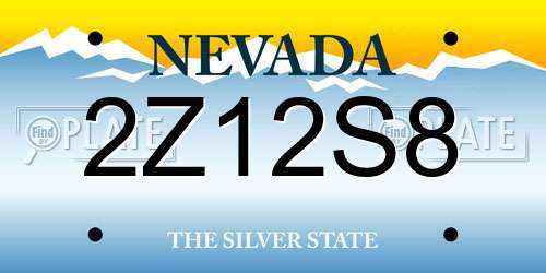 2Z12S8 Nevada License Plate